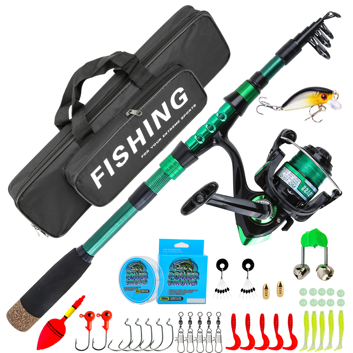 Fishing Equipment Line - 1.8 Meters Green Carbon Fiber Telescopic