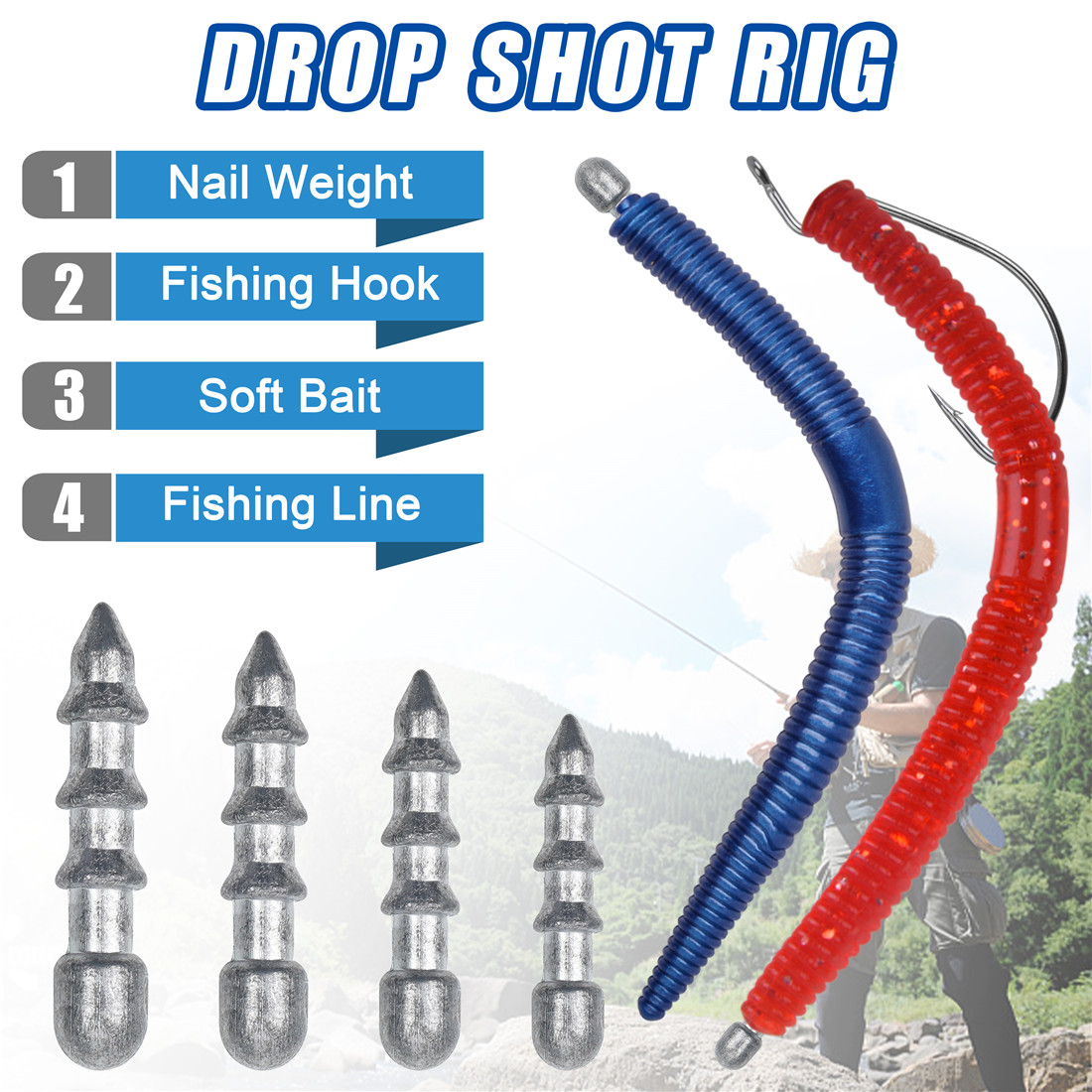 60PCS Nail weights Worm Fishin - đánh giá và giá Trout Fishing Lure